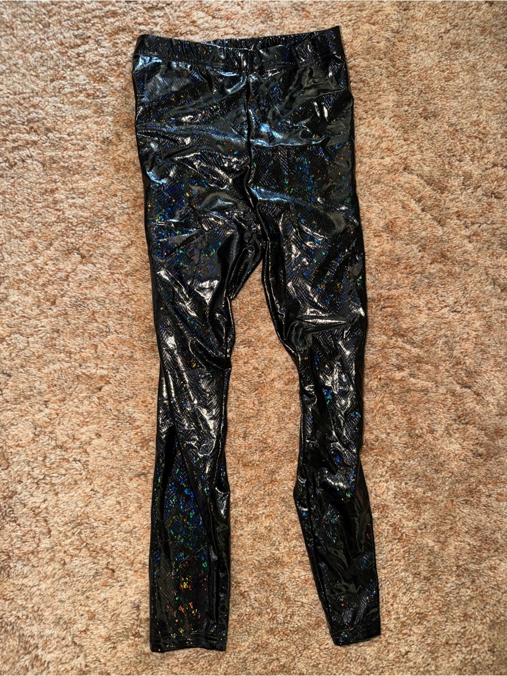 SHEIN Black Holographic faux snakeskin Leggings